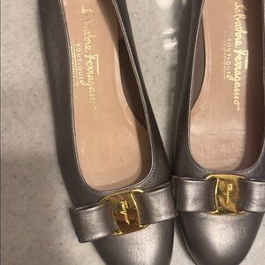 Salvatore Ferragamo Women's Metallic Taupe Flats